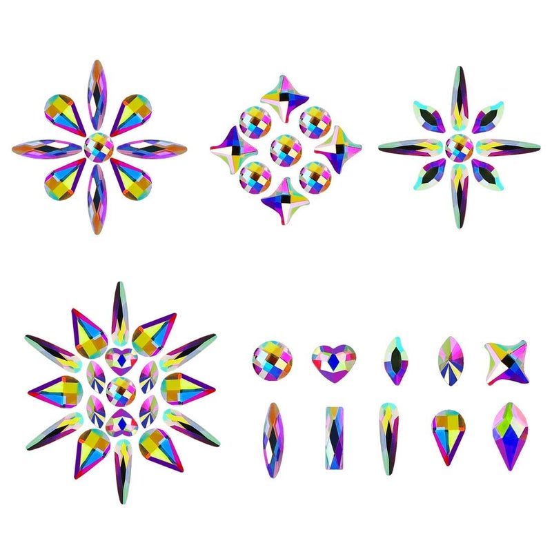 AD Beads 300 Pieces Flat Back Gems 11 shapes Crystal Rhinestones 12 Sizes Rhinestones for Crafts Nail Face Art Clothes Shoes Bags DIY( Clear AB) - Image 4